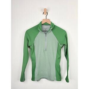 Patagonia Womens Capilene 1/4 Zip Base Layer Top Small Green Long Sleeve